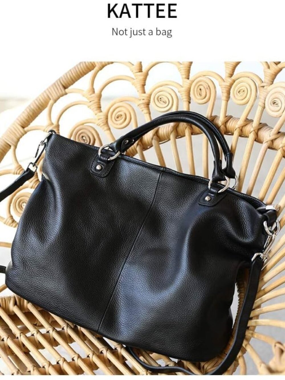Genuine Leather Tote Purse for Women, Top Handle Satchel | Soft genuine leather - Picture 3 of 7